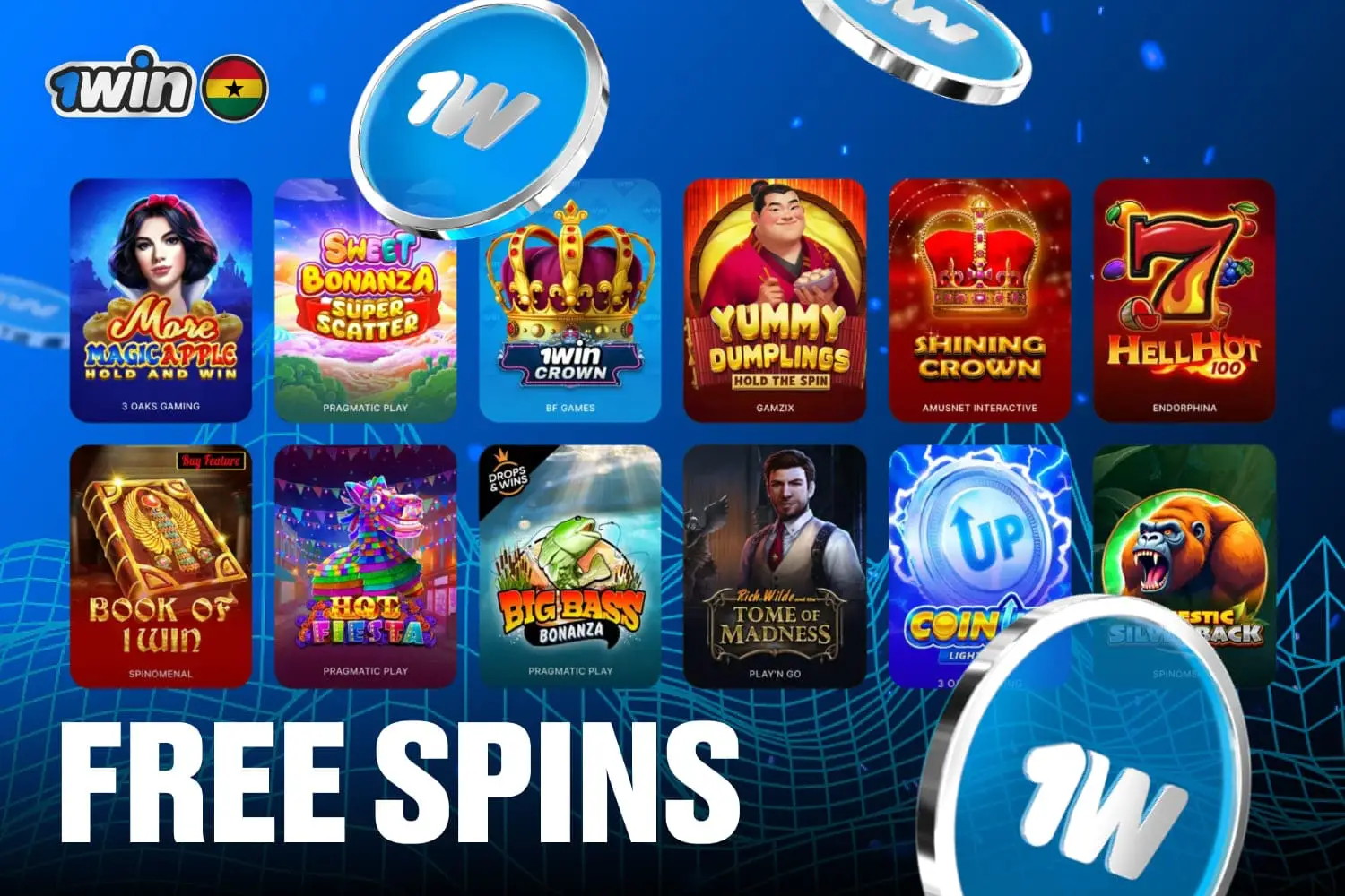 new players can get 70 free spins at 1win Ghana